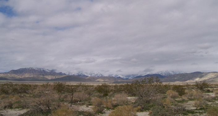Desert landscape and mountains seen from western Desert Hot Springs in 2008