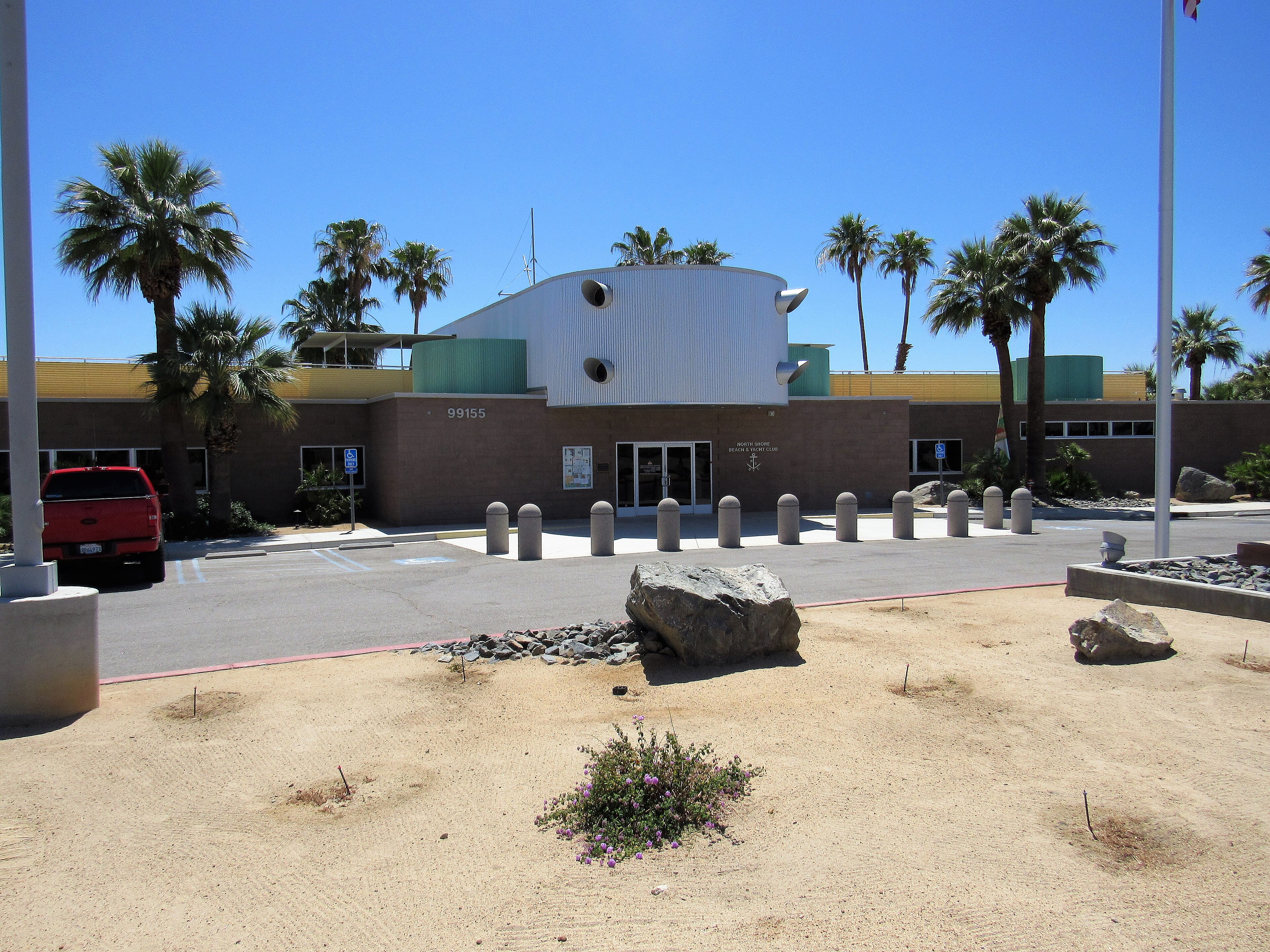 The restored North Shore Beach and Yacht Club building on the Salton Sea